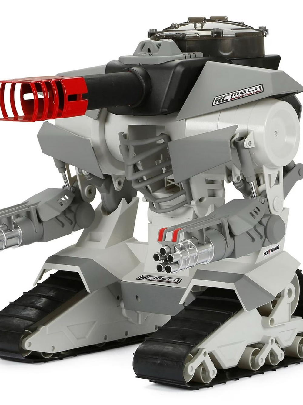 RC Mech Walking Tank Robot - Gray, Black & Red Accents remote, battery and charg